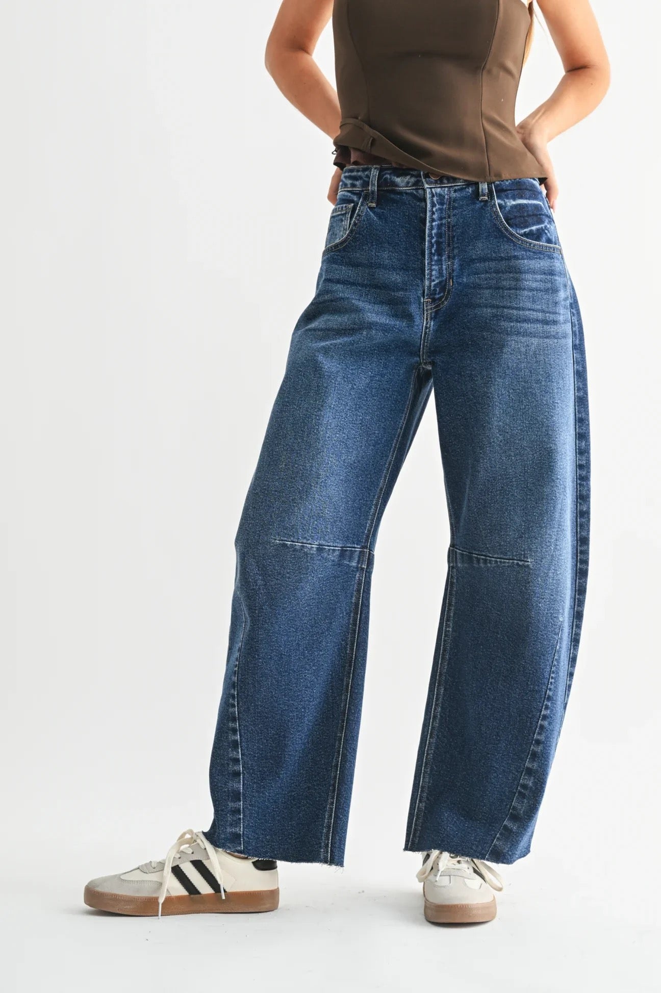 Just Black Denim High Rise Barrel Leg Jeans | Size 27
