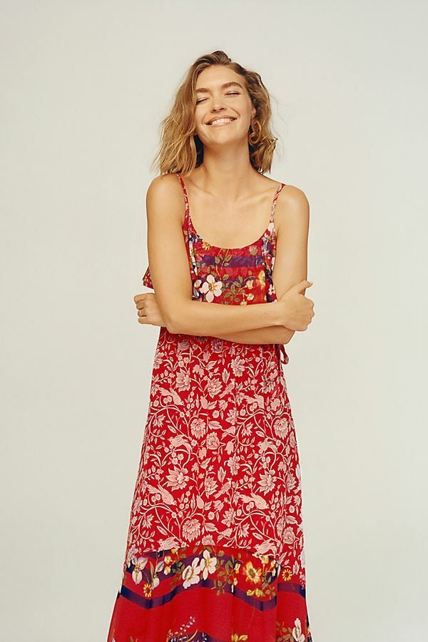 NWT Anthropologie One September Zuri Ruffle Midi Dress | Size Small