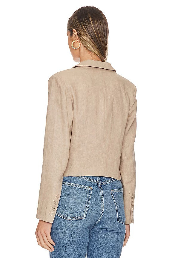 Heartloom Aurelie Blazer in Stone Linen | Size XS