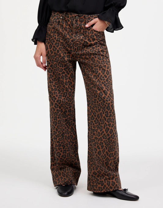 Madewell NWT Low Slung Baggy Jeans in Cotton Dark Coffee Leopard | Size 26