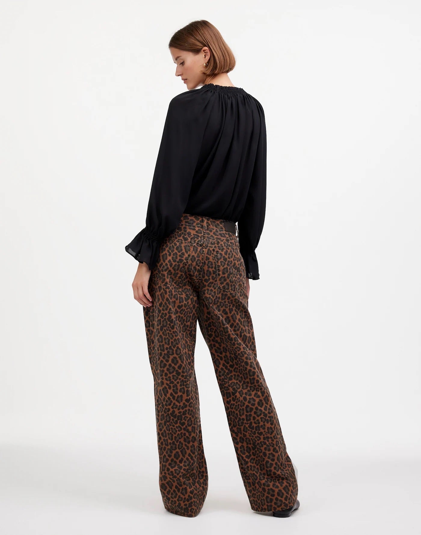 Madewell NWT Low Slung Baggy Jeans in Cotton Dark Coffee Leopard | Size 26