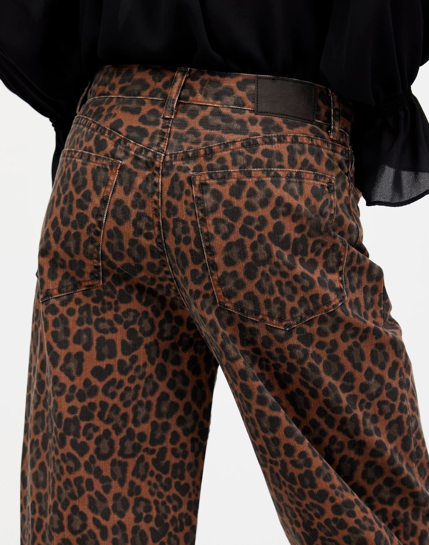 Madewell NWT Low Slung Baggy Jeans in Cotton Dark Coffee Leopard | Size 26