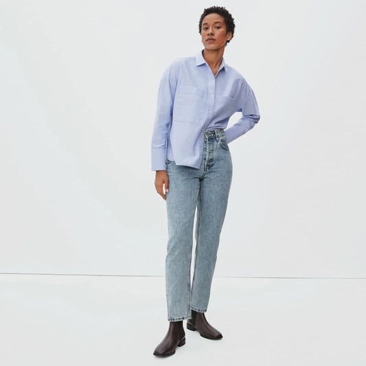 Everlane The 90s Cheeky Straight Leg Jean in Vintage Blue | Size 27 Crop