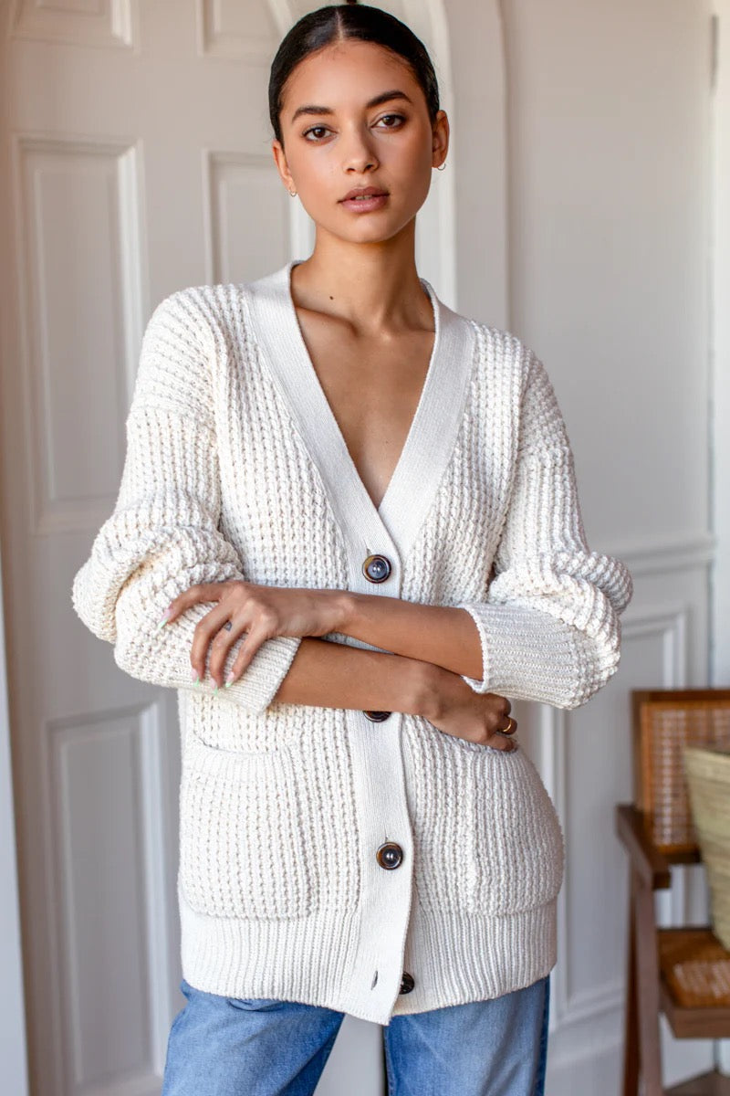 NWT Emerson Fry Cozy Cotton Cardigan in Ivory | Size Medium
