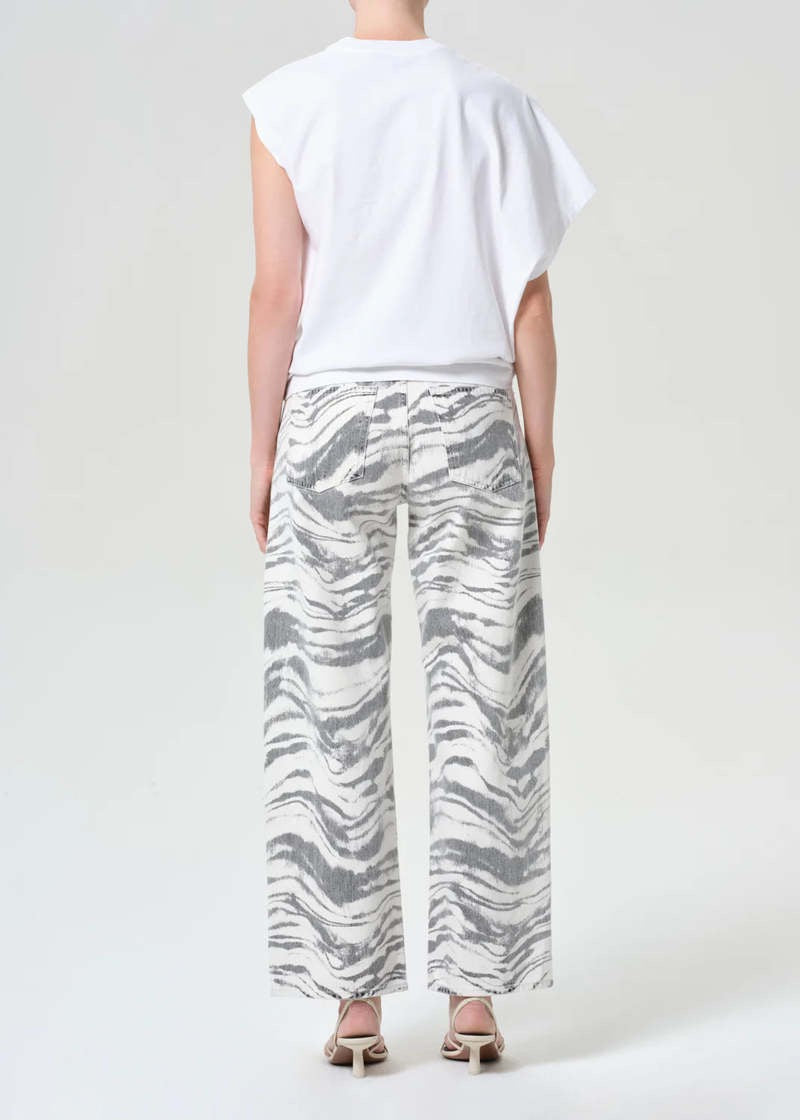 NWT Agolde Arc High Rise Curved Leg Jeans in Quiver Marbled Print | Size 24
