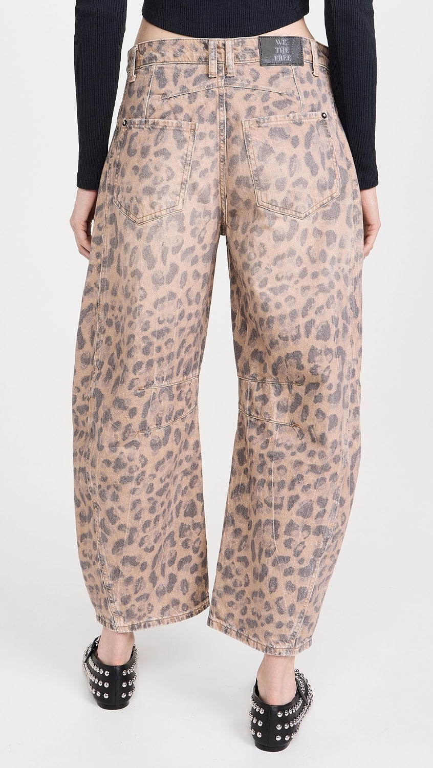 We The Free x Free People Good Luck Leopard Print Barrel Jeans | Size 27