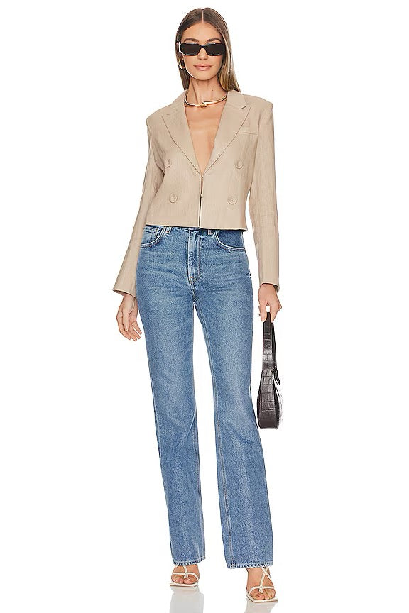 Heartloom Aurelie Blazer in Stone Linen | Size XS