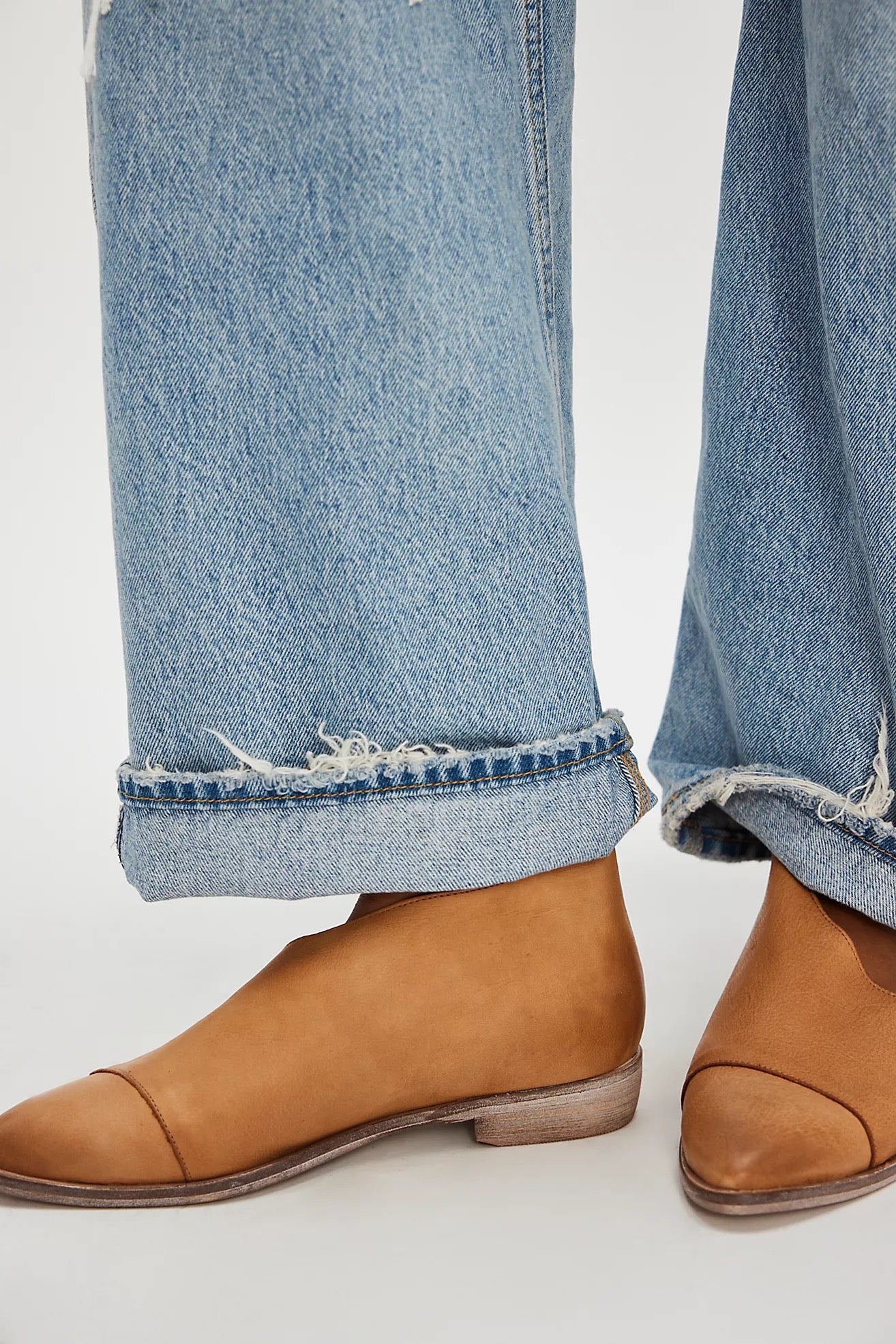 Free People Women's Royale Cutout Flats in Camel Leather | Size 36