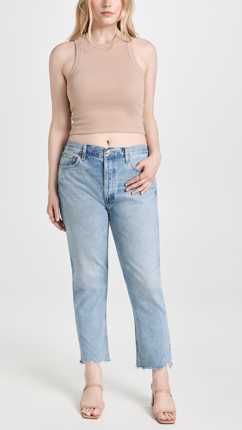 Agolde Riley High Rise Straight Crop Raw Hem Jeans | Size 32