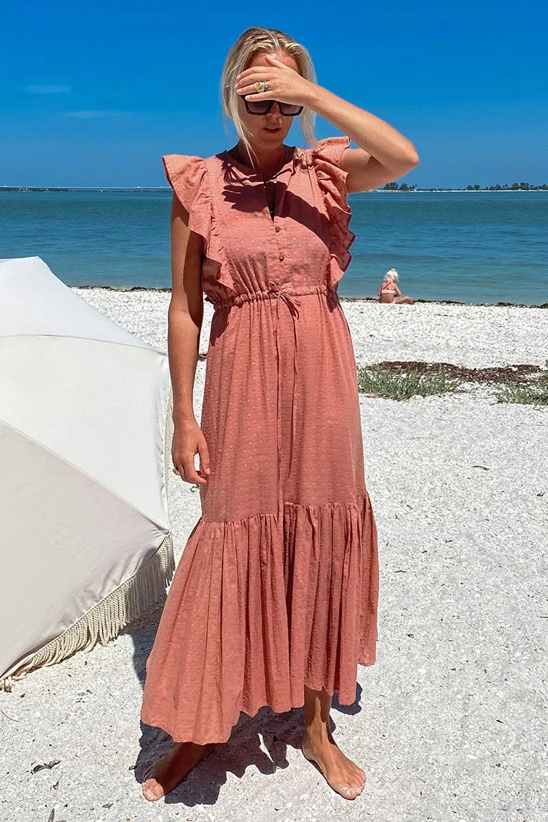 Emerson Fry Cotton Chandra Dress in Muted Clay | Size XS