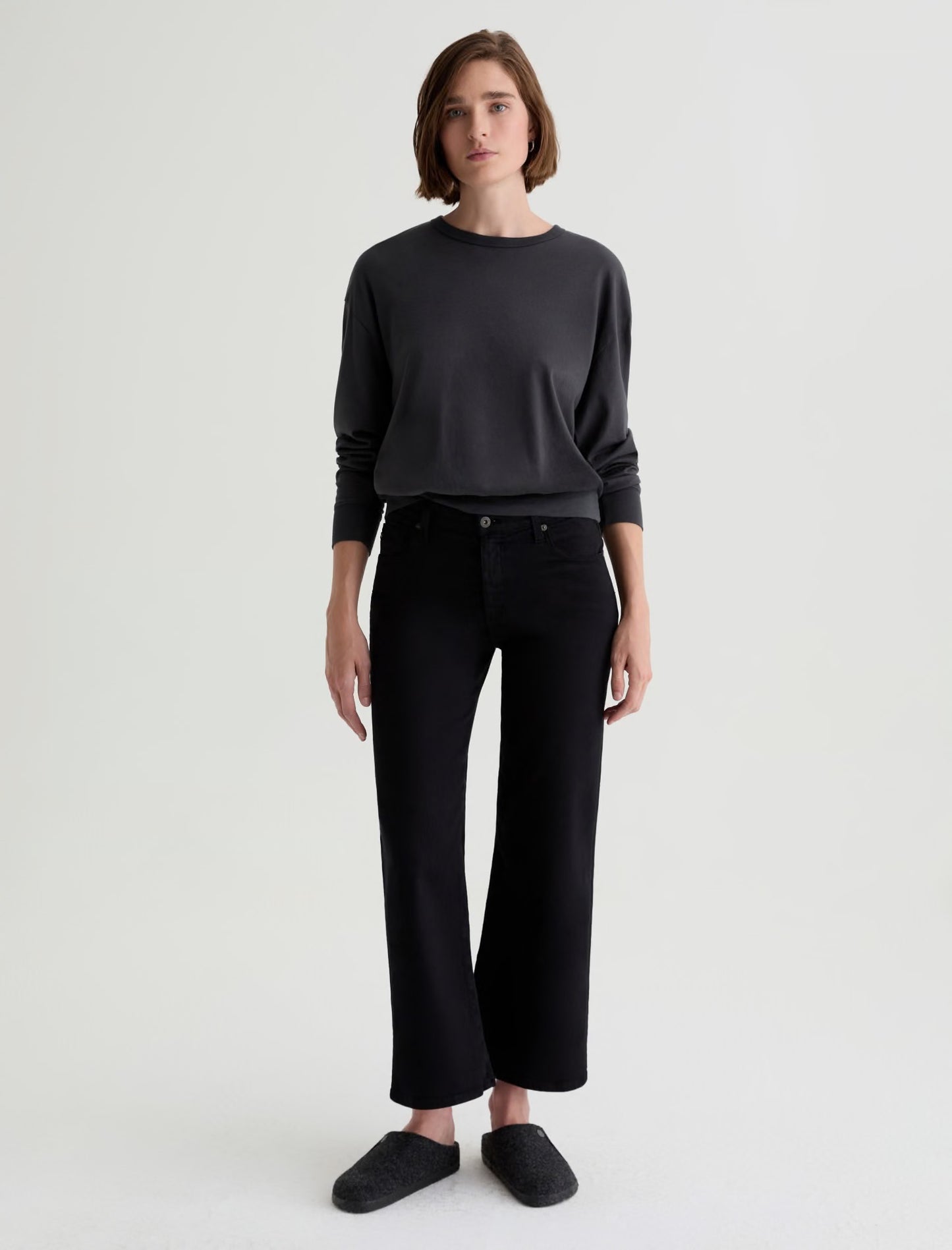 AG Adriano Goldschmied Saige Wide Leg Crop Black Jeans | Size 25