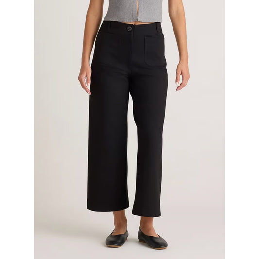Quince Bella Patch Pocket Wide Leg Cropped Pants in Black | Size 4