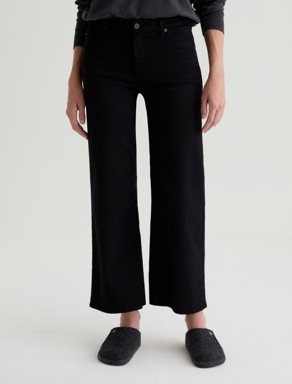 AG Adriano Goldschmied Saige Wide Leg Crop Black Jeans | Size 25