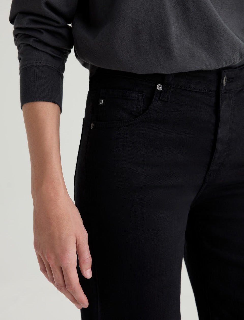 AG Adriano Goldschmied Saige Wide Leg Crop Black Jeans | Size 25