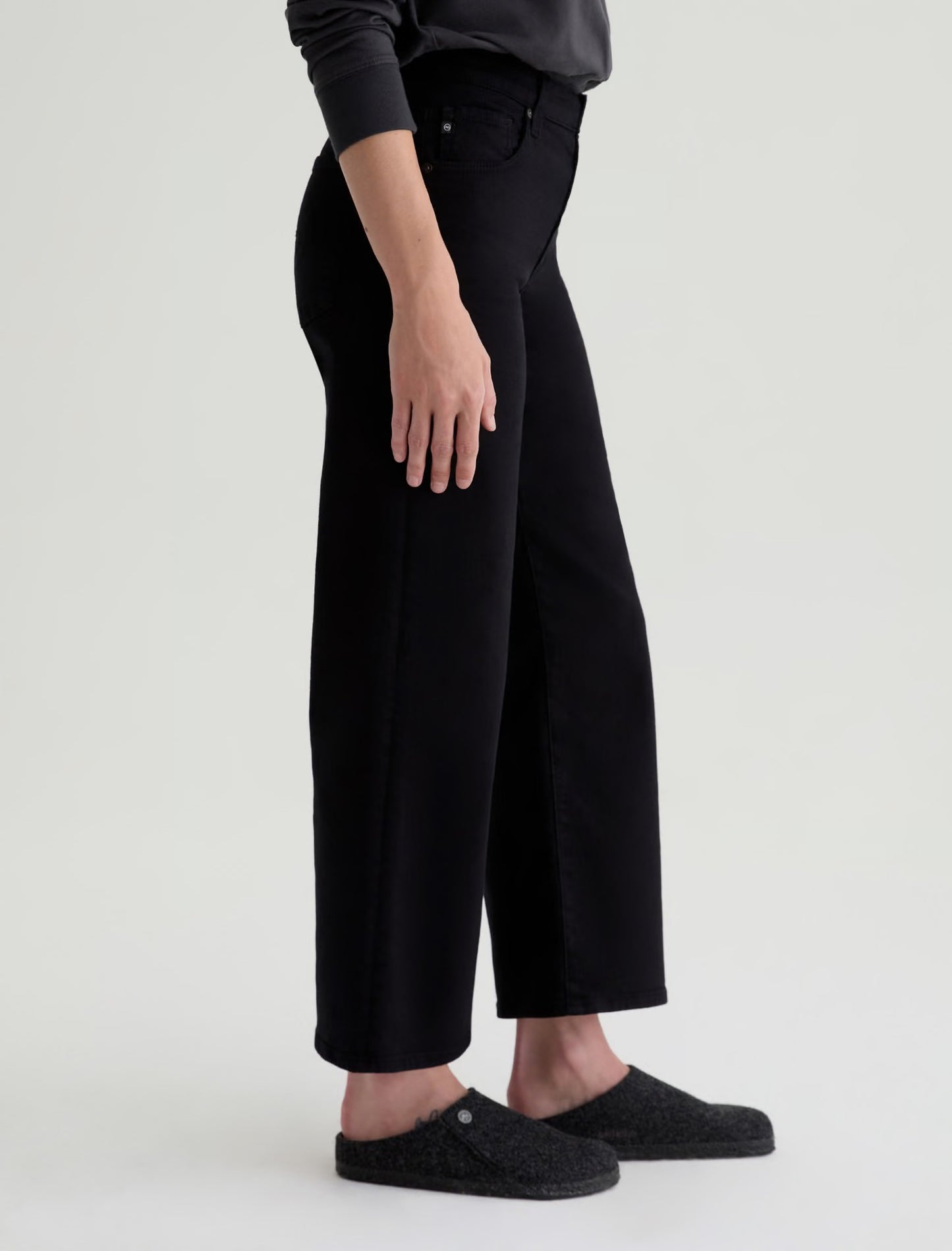 AG Adriano Goldschmied Saige Wide Leg Crop Black Jeans | Size 25