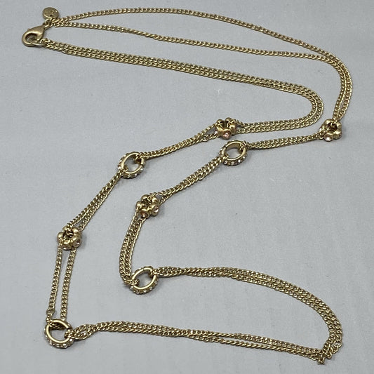 LOFT Gold Tone Double Strand Long Station Necklace
