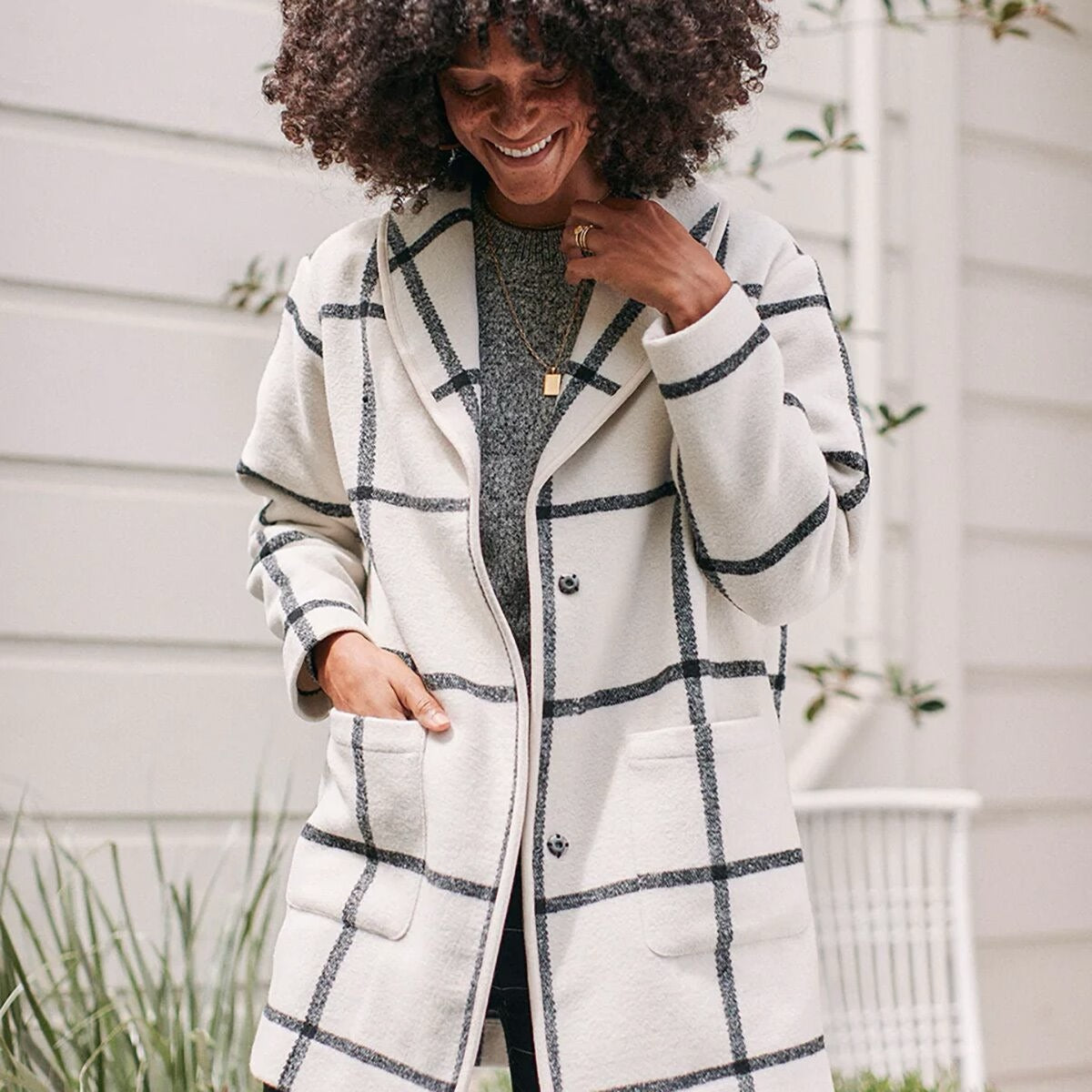 NWT Marine Layer Liverpool Oversized Plaid Shawl Collar Coat | Size Small