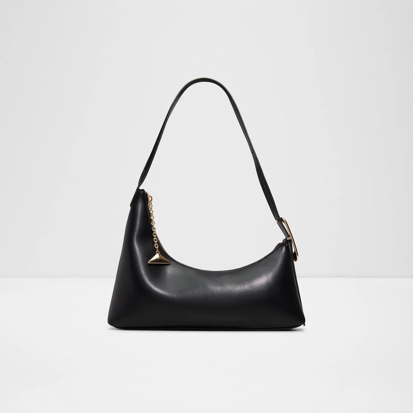 NWT Aldo Timberly Black Leather Asymmetrical Shoulder Bag with Gold Hardware