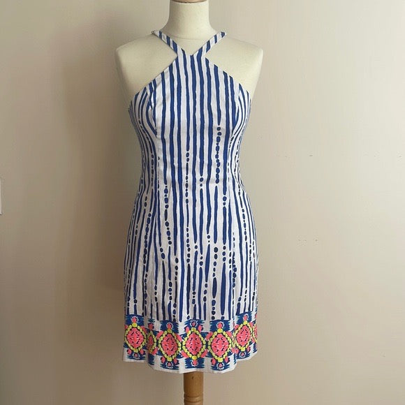 Lilly Pulitzer Iveigh Cotton Shift Dress in Blue Crush Bay Stripe | Size 0